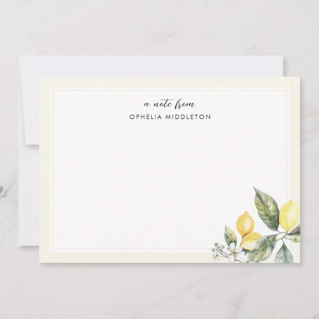 Tarjeta Pequeña Elegant Watercolor Lemon Citrus  (Anverso)