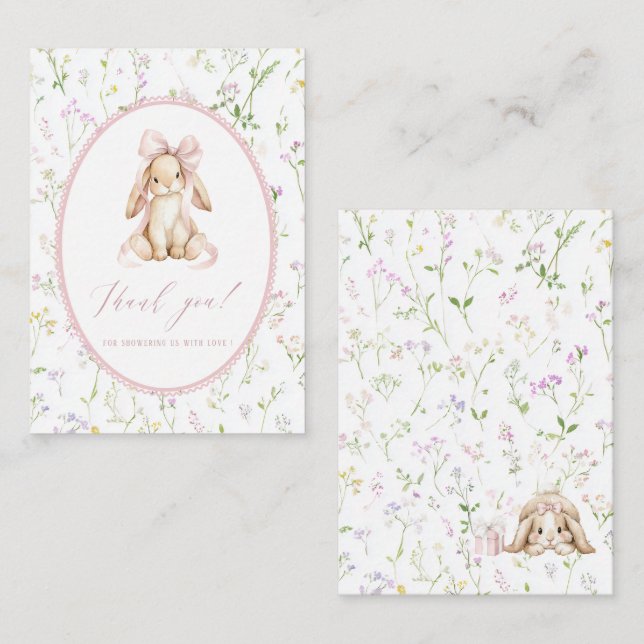 Tarjeta Pequeña Elegant Watercolor spring wildflowerFlat Note Card (Anverso / Reverso)