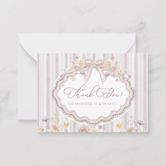 Tarjeta Pequeña Elegant Watercolor spring wildflowerFlat Note Card (Anverso)
