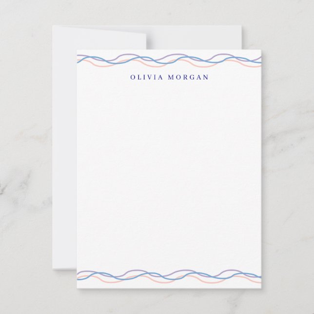 Tarjeta Pequeña Elegant wavy border soft pastel tones Vertical (Anverso)