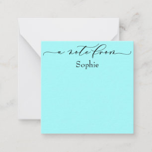 Tarjeta Pequeña Elegante "A Note From" en Simple Aqua
