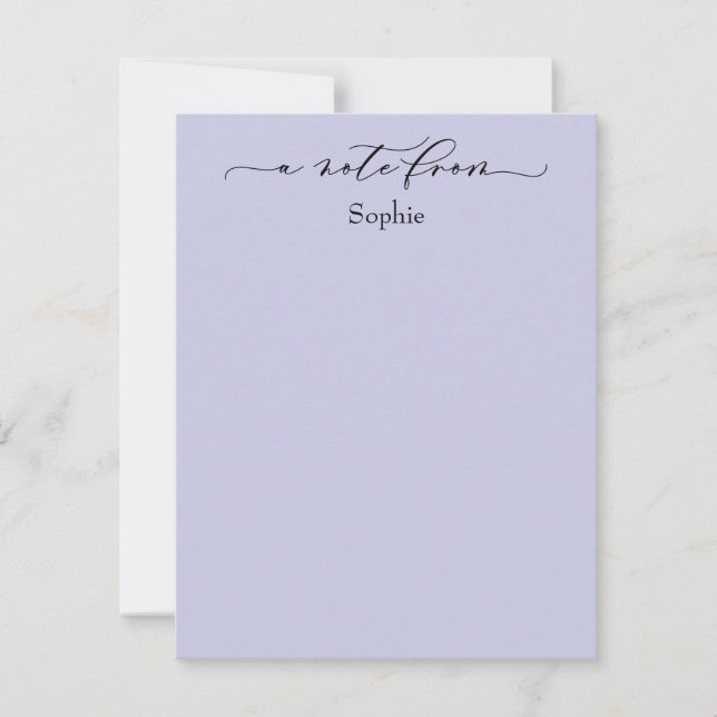 Tarjeta Pequeña Elegante "A Note From" Lavanda Simple (Anverso)