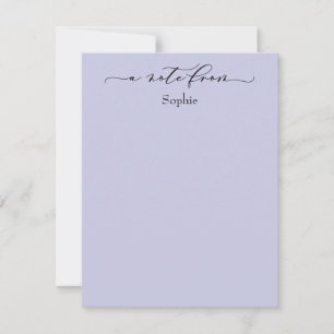 Tarjeta Pequeña Elegante "A Note From" Lavanda Simple