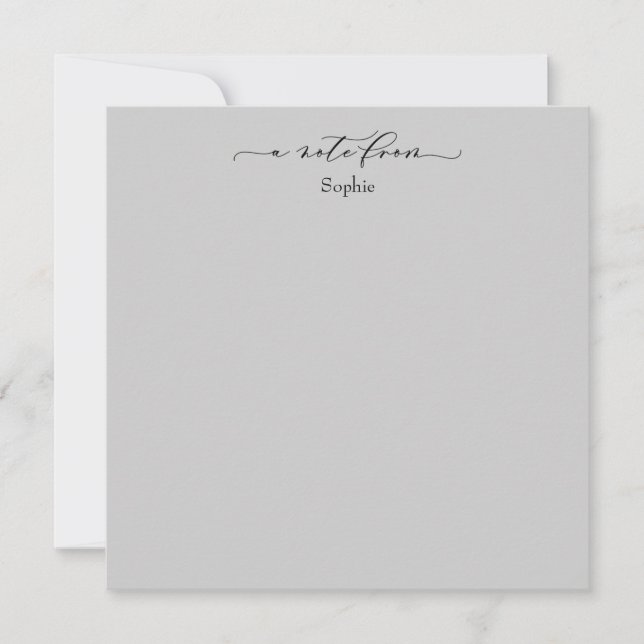 Tarjeta Pequeña Elegante "A Note From" Simple Card Light Gray (Anverso)