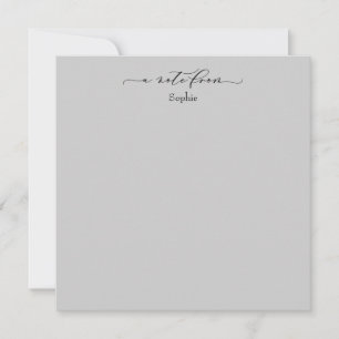 Tarjeta Pequeña Elegante "A Note From" Simple Card Light Gray