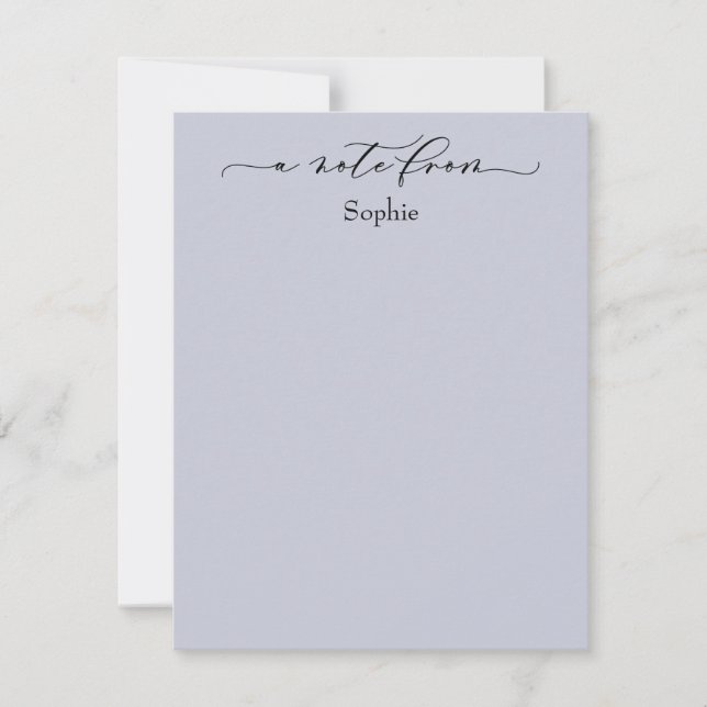 Tarjeta Pequeña Elegante "A Note From" Simple Dusty Blue (Anverso)