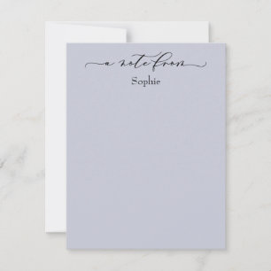 Tarjeta Pequeña Elegante "A Note From" Simple Dusty Blue