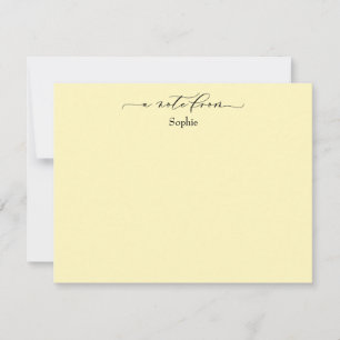 Tarjeta Pequeña Elegante "A Note From", simple en amarillo claro