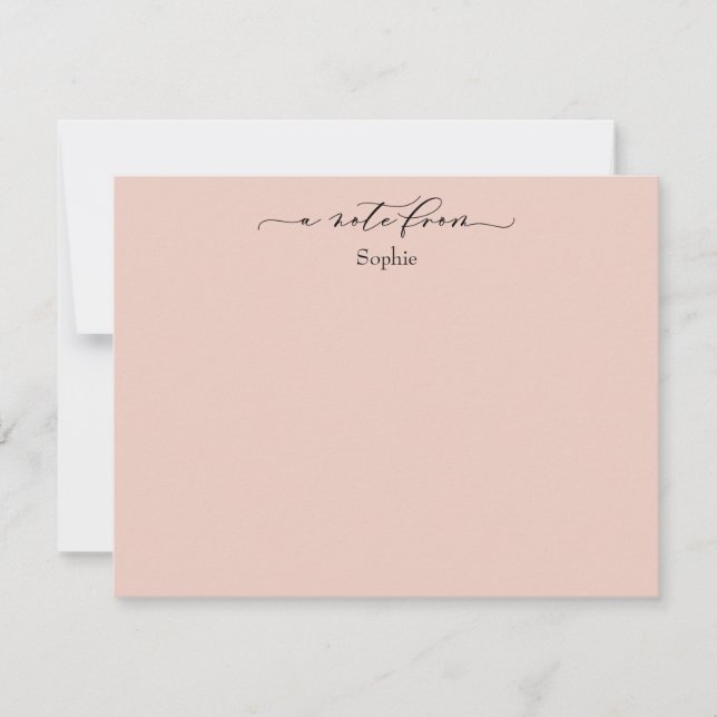 Tarjeta Pequeña Elegante "A Note From", simple en rosa Rubor (Anverso)