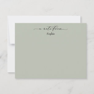 Tarjeta Pequeña Elegante "A Note From", simple en verde sabio