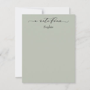 Tarjeta Pequeña Elegante "A Note From" Simple Sage Green