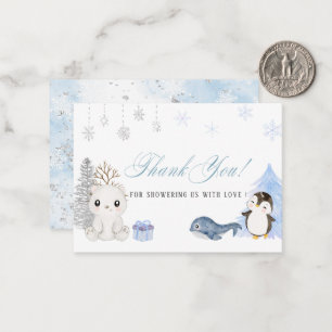 Tarjeta Pequeña Elegante acuarela Animales árticos de invierno Esp