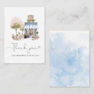 Tarjeta Pequeña Elegante acuarela azul Bonjoor bebe ducha bebé