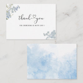 Tarjeta Pequeña Elegante acuarela Azul Floral Bebé ducha