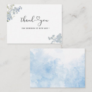 Tarjeta Pequeña Elegante acuarela Azul Floral Bebé ducha