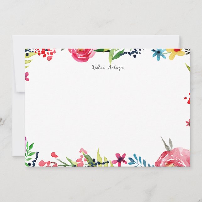 Tarjeta Pequeña Elegante acuarela azul Floral Estacionamiento pers (Anverso)