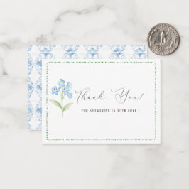 Tarjeta Pequeña Elegante acuarela Azul flores Bebé