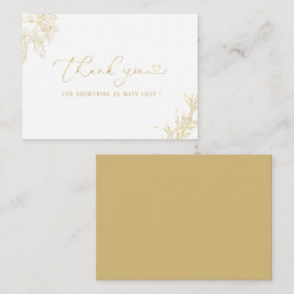 Tarjeta Pequeña Elegante acuarela Dorada Floral Bebé ducha