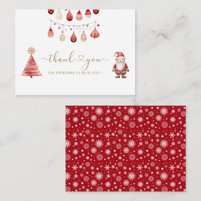 Tarjeta Pequeña Elegante acuarela Feliz Navidad gracias bebé (Anverso / Reverso)