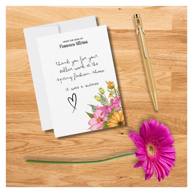 Tarjeta Pequeña Elegante acuarela Floral amarillo rosa personaliza (Subido por el creador)