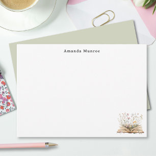 Tarjeta Pequeña Elegante acuarela Floral Books Personalizado