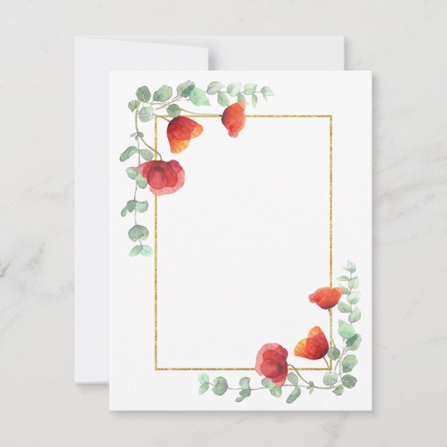 Tarjeta Pequeña Elegante acuarela Floral Borde Estacionamiento de  (Anverso)