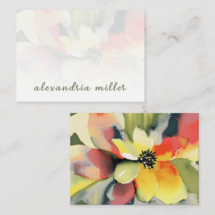 Tarjeta Pequeña Elegante acuarela Floral Note Card con nombre