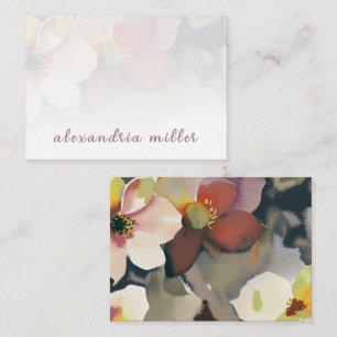 Tarjeta Pequeña Elegante acuarela Floral Note Card con nombre