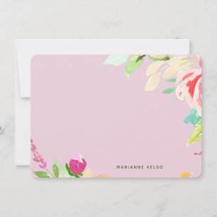 Tarjeta Pequeña Elegante acuarela Floral Personalizada Fuchsia