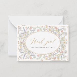 Tarjeta Pequeña Elegante acuarela flores retro ducha de novia