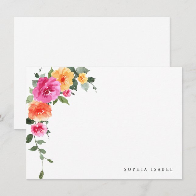 Tarjeta Pequeña Elegante acuarela Flores salvajes Detalles Bodas (Anverso / Reverso)