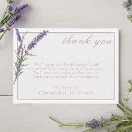 Tarjeta Pequeña Elegante Acuarela Lavender Memorial Gracias