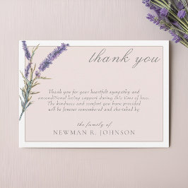 Tarjeta Pequeña Elegante Acuarela Lavender Memorial Gracias