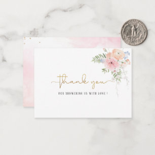 Tarjeta Pequeña Elegante acuarela Niña Dorada Floral Rosa Thon