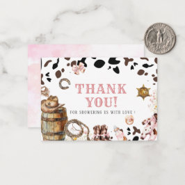 Tarjeta Pequeña Elegante acuarela Niñita vaquera Rodeo Country Ba