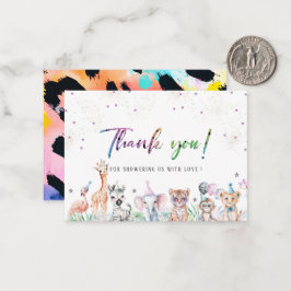 Tarjeta Pequeña Elegante acuarela Niños salvajes Safari Animales q