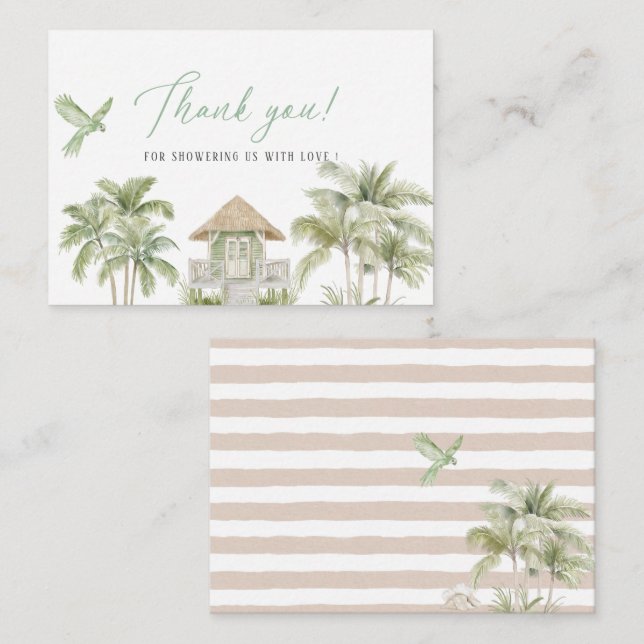 Tarjeta Pequeña Elegante acuarela Tropical Beach Palm Bridal (Anverso / Reverso)