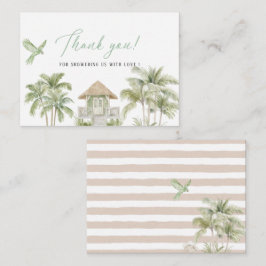 Tarjeta Pequeña Elegante acuarela Tropical Beach Palm Bridal