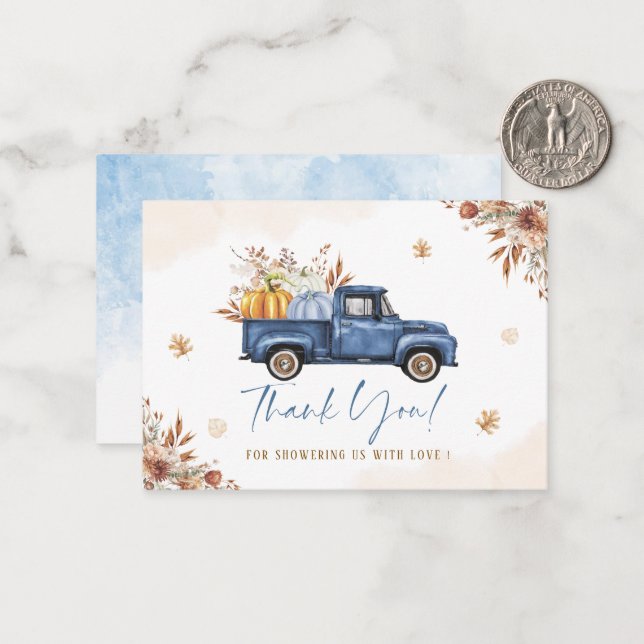 Tarjeta Pequeña Elegante acuarela Una pequeña calabaza dulce está  (Anverso/Reverso In Situ)