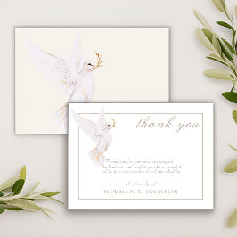 Tarjeta Pequeña Elegante acuarela White Dove Memorial Gracias