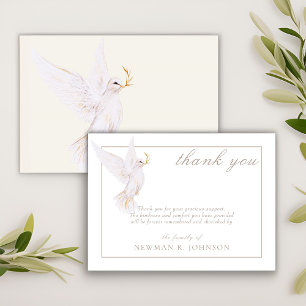 Tarjeta Pequeña Elegante acuarela White Dove Memorial Gracias