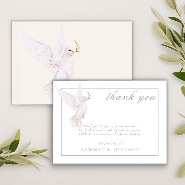 Tarjeta Pequeña Elegante acuarela White Dove Memorial Gracias (Subido por el creador)