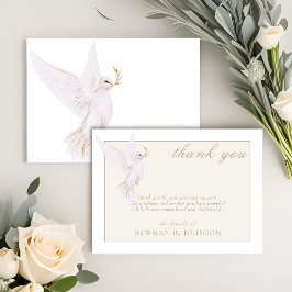 Tarjeta Pequeña Elegante acuarela White Dove Memorial Gracias