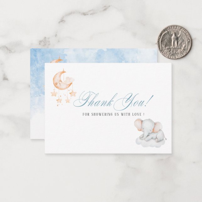 Tarjeta Pequeña Elegante acuarelaPequeño elefante estelar (Anverso/Reverso In Situ)