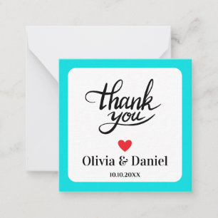 Tarjeta Pequeña Elegante agradecimiento de boda, Caligrafía modern