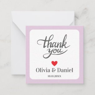 Tarjeta Pequeña Elegante agradecimiento de boda, Caligrafía modern