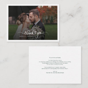 Tarjeta Pequeña Elegante agradecimiento de boda con foto