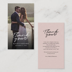 Tarjeta Pequeña Elegante agradecimiento de boda con foto
