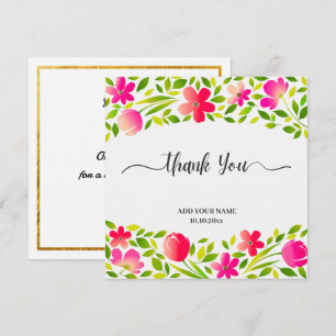 Tarjeta Pequeña Elegante Agradecimiento Floral Acuarela