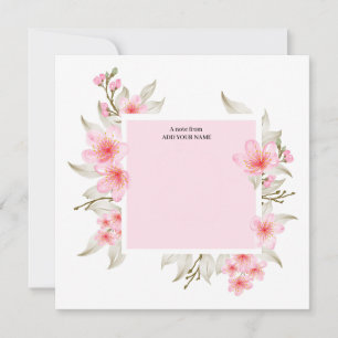 Tarjeta Pequeña Elegante Agradecimiento Floral Acuarela